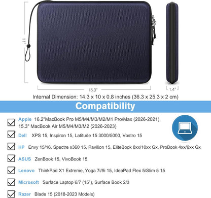 FINPAC Hard Laptop Sleeve Case for MacBook Neo A18 Pro,13 inch MacBook Air 2026 M5/M4/M3/M2/M1,14 inch MacBook Pro 2026 M5/M4/M3/M2 Pro/Max,Waterproof Case for Dell,Surface Laptop,HP,Acer,Black | Hard