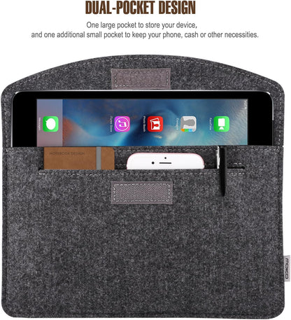 MoKo 9-11 Inch Felt Tablet Sleeve Bag Carrying Case Fits with New 11-inch iPad Air M2, New 11-inch iPad Pro M4, iPad 10th Gen 10.9, iPad 9/8/7th 10.2, iPad Air 5/4th 10.9, iPad 9.7 - Dark Gray