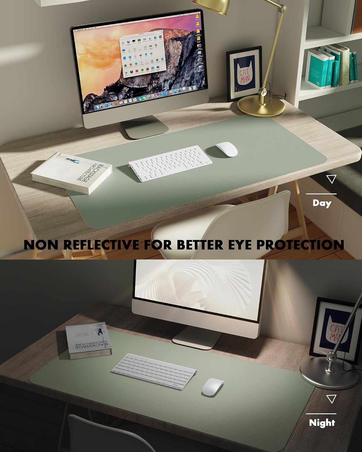YSAGi Double-Sided Desk Pad, 31.5"x15.7"Leather Desk Mat, Eco Cork Desk Pad Protector,Large Mouse Pad,Waterproof Desk Blotter for Office/Home(Coffee)