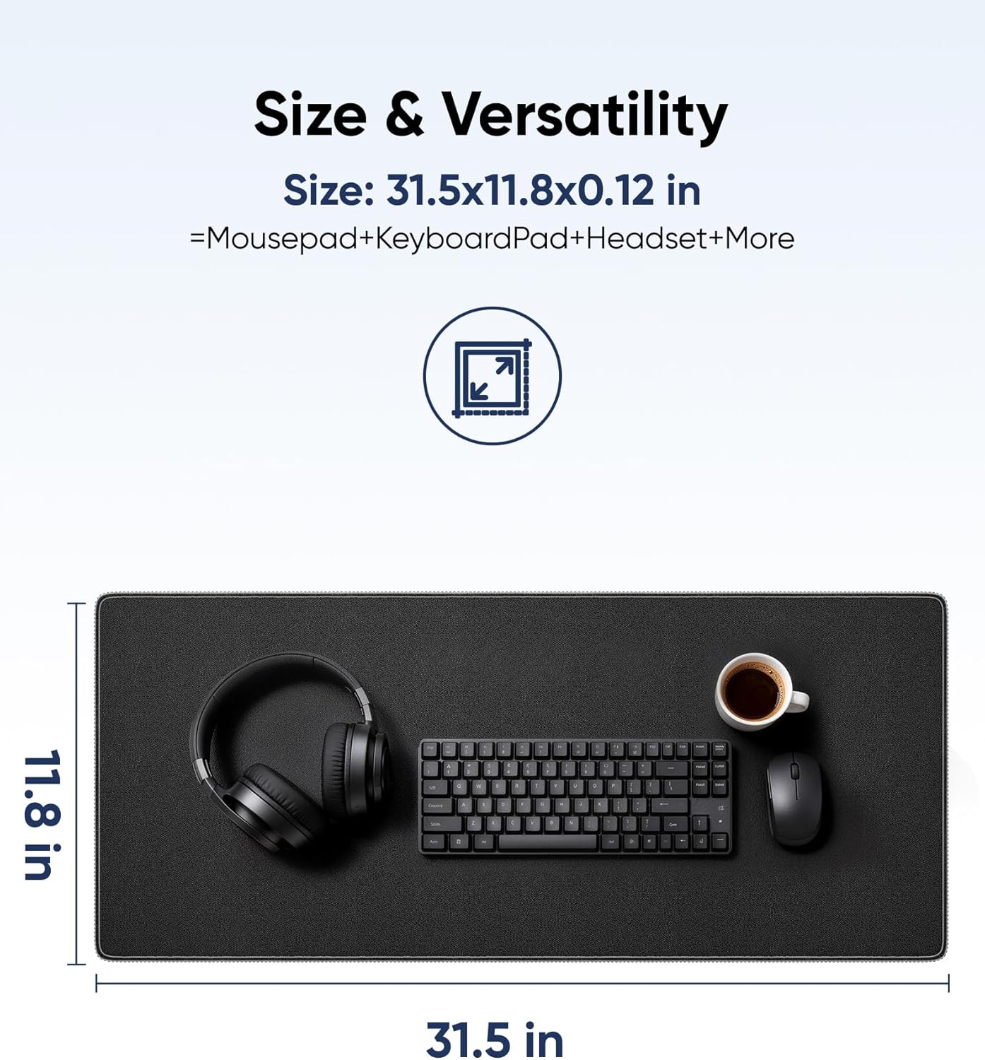 Reniteco Waterproof Large Gaming Mouse Pad with Durable Stitched Edges, Non-Slip Rubber Base, Grainy Jacquard Mouse Mat Desk Pad for Home Office Gaming, 31.5''x11.8''x0.12'', Matte Beige