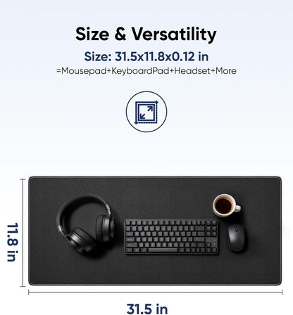 Reniteco Waterproof Large Gaming Mouse Pad with Durable Stitched Edges, Non-Slip Rubber Base, Grainy Jacquard Mouse Mat Desk Pad for Home Office Gaming, 31.5''x11.8''x0.12'', Matte Beige