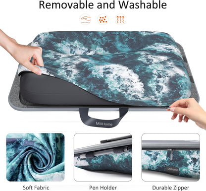 Lap Desk with Cushion, Fits up to 17 inch Laptop, Pillow Designed, Portable Laptop Stand with Tray, Pad & Phone Holder, Home Office for Bed/Couch/Car/Reading/Writing,MillHome (Black)