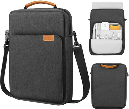 MoKo 13 Inch Tablet Sleeve Bag, Fits with 13 Inch New iPad Pro M5 & Air M4/M3, iPad Pro 12.9 M2&M1,Surface Laptop Go 12.4,Galaxy Tab S8+/S9+ 12.4,Handle Carrying Case with Shoulder Strap,Black &Gray
