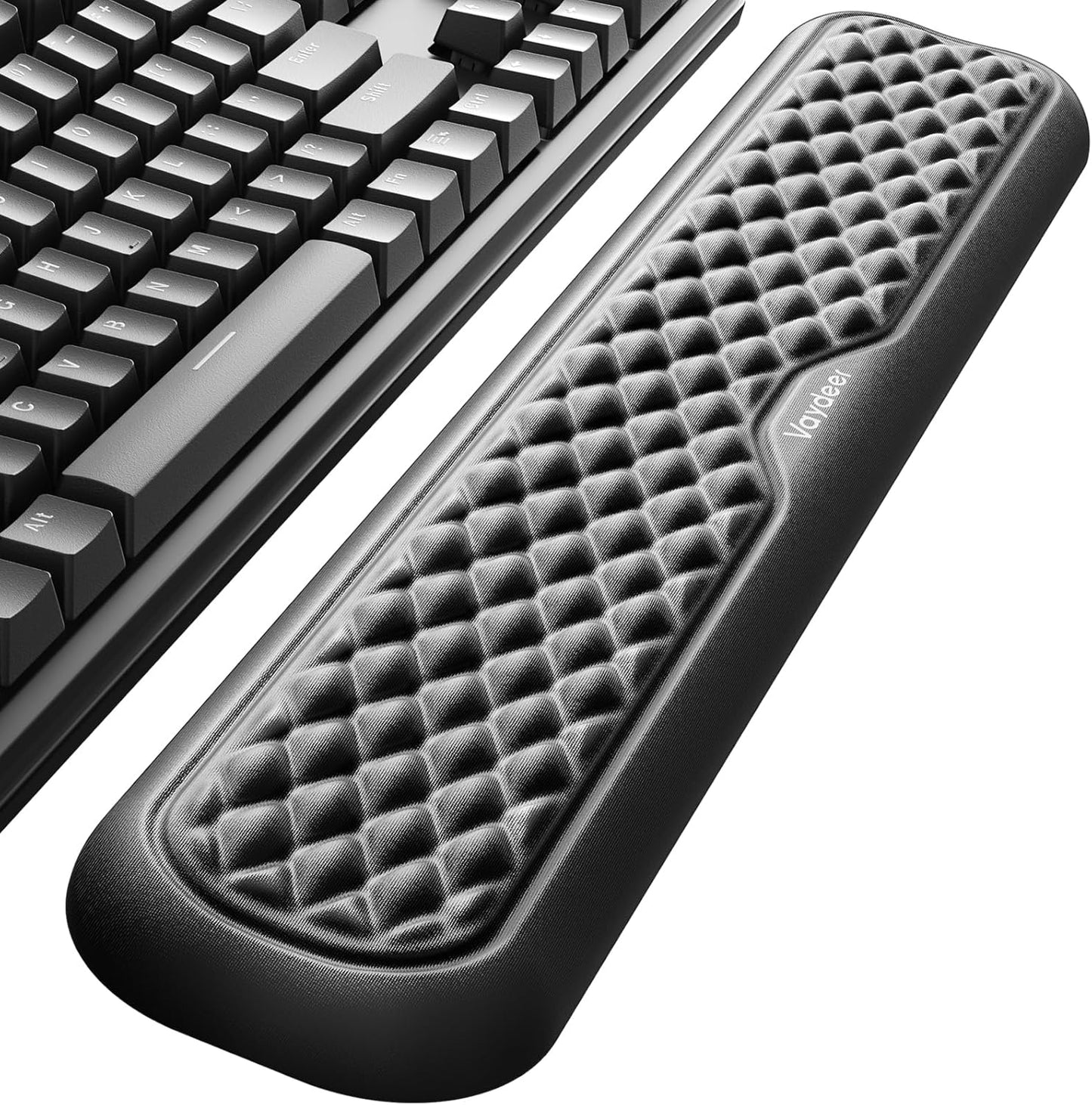Vaydeer 60%-75% Keyboard Wrist Rest, Memory Foam Hand Rest Support Pad Padded for Office, Computer, Laptop, Mac Typing and Wrist Pain Relief and Repair(14.17inch,Black)