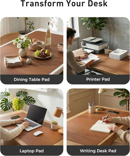 Aothia Non-Slip Waterproof PU Leather Desk Pad Protector for Mouse, Writing Desk, Office, Home, Laptop Blotter, 23.6" x 13.7", Black - Colors B