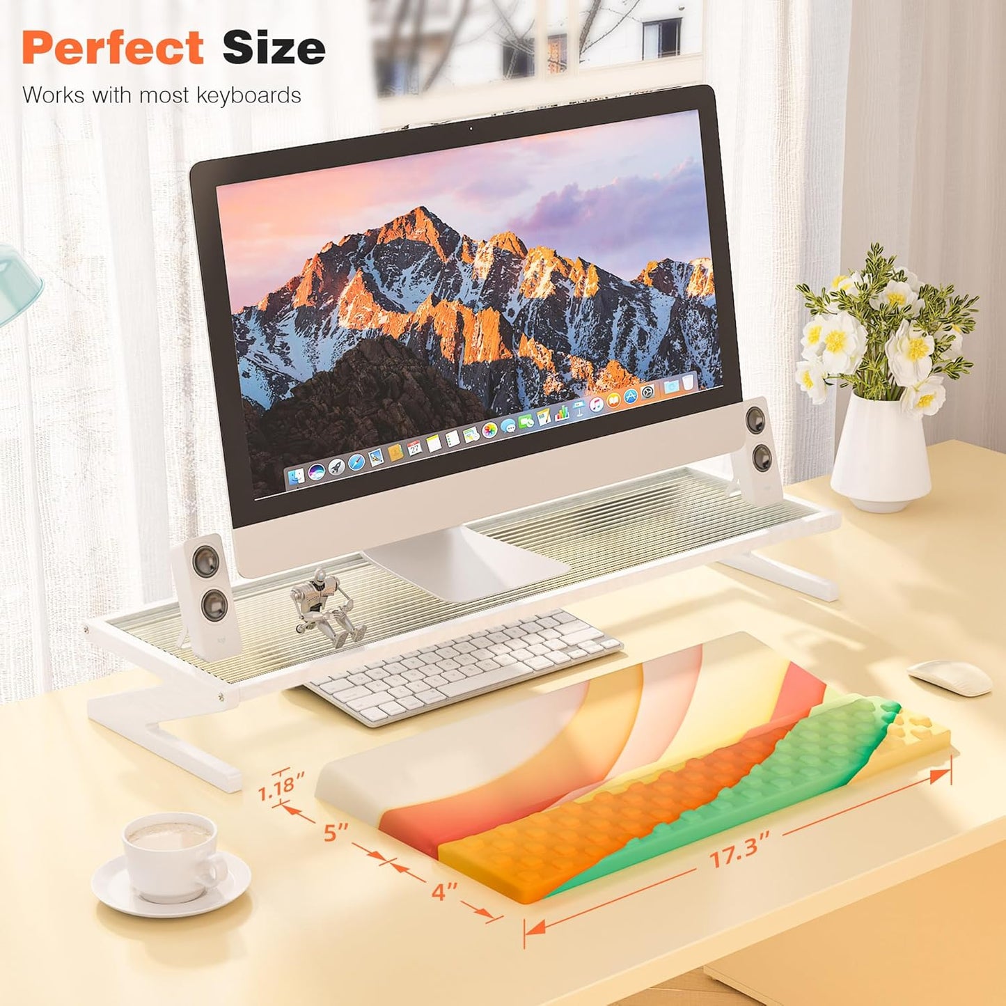 Ospelelf Tilt Keyboard Stand with Wrist Rest, Comfy Ergonomic Keyboard Riser Holder for Office Home