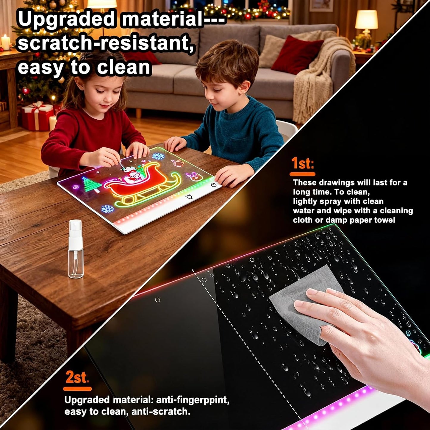 Led Drawing Board with 13 Light Effects, 17" Rechargeable Glow Doodle LED Note Board with Colors, Neon Light Up Drawing Tablet Gifts for Kids for Education Birthday Christmas Gift Ideas