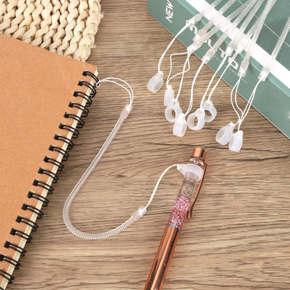 10pcs Pen Lanyards, Elastic Lanyard Tether with Silicone Rings Retractable Stylus Tether Clipboard Pen Strap Tablet Holder Anti-Lose Leash for Tethering Stylus to Touchscreen