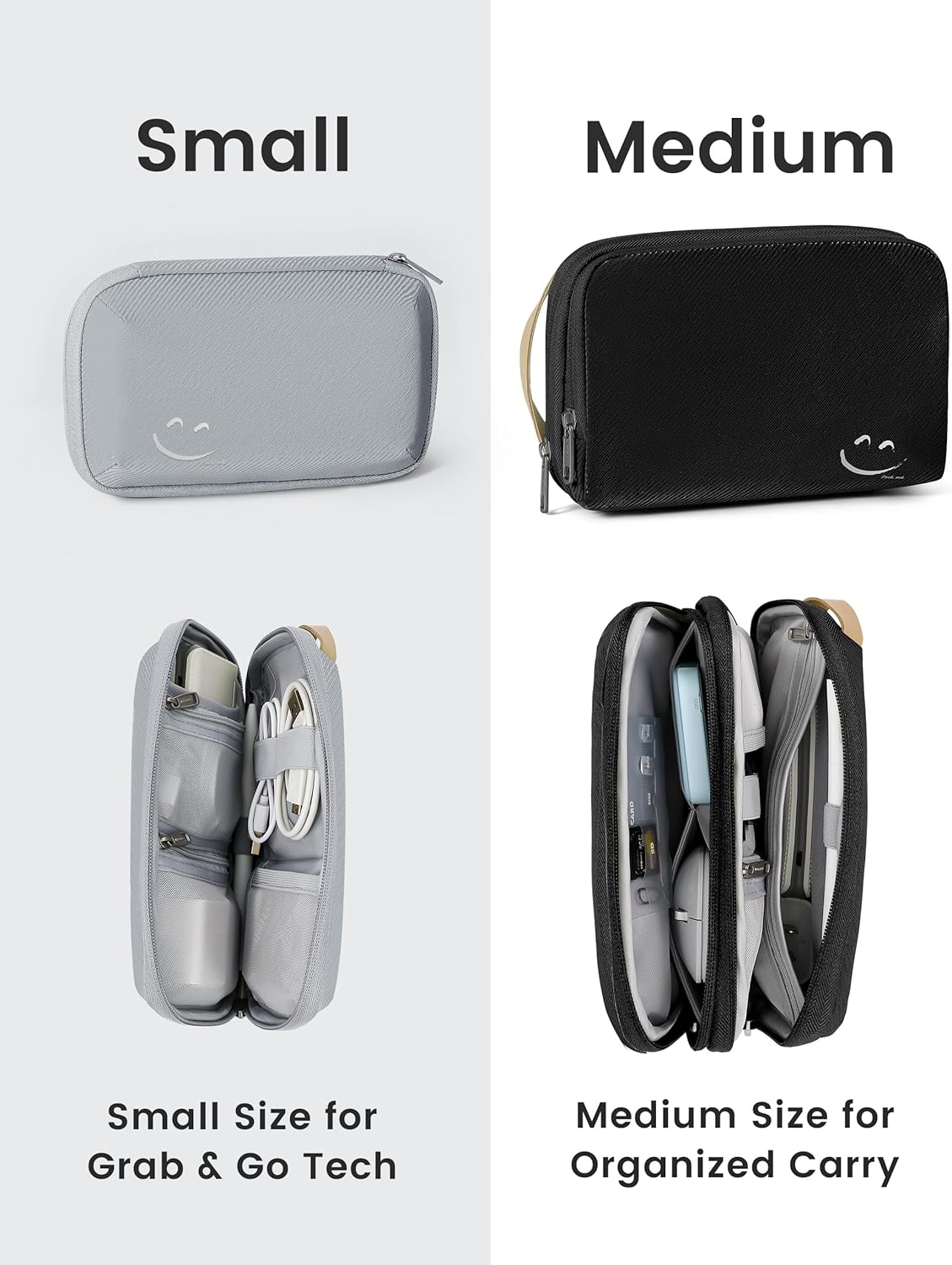 Travelkin Travel Cord Organizer, Small Electronic Organizer Travel Case, Cable Organizer Bag For Cords,Chargers Phone, Sd Card,Usbs (Black)