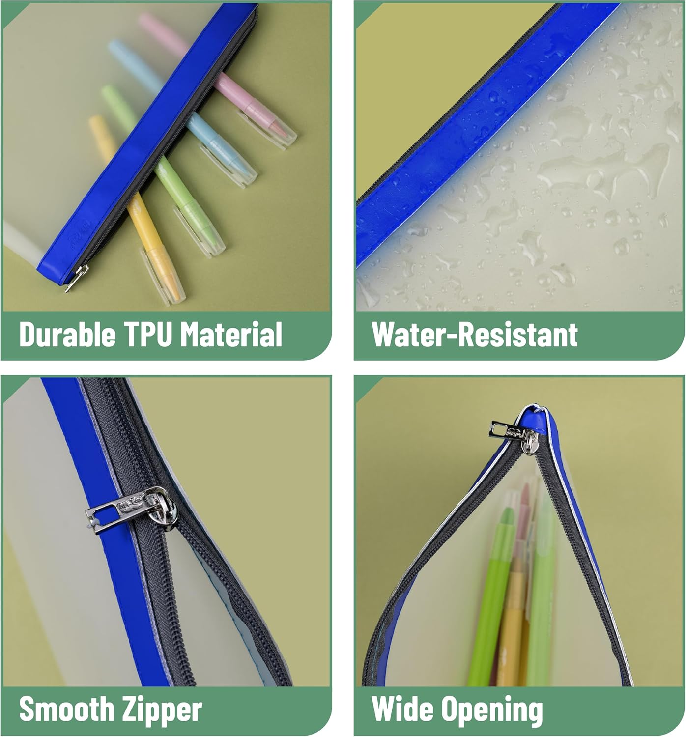 Mr. Pen- Clear Pencil Pouch, 8.50"x4.25", 3 Pack, Durable TPU Material, Medium Water-Resistant Pencil Bags with Smooth Zipper, Multipurpose Clear Pouch for Stationery, School, Office, Travel Supplies