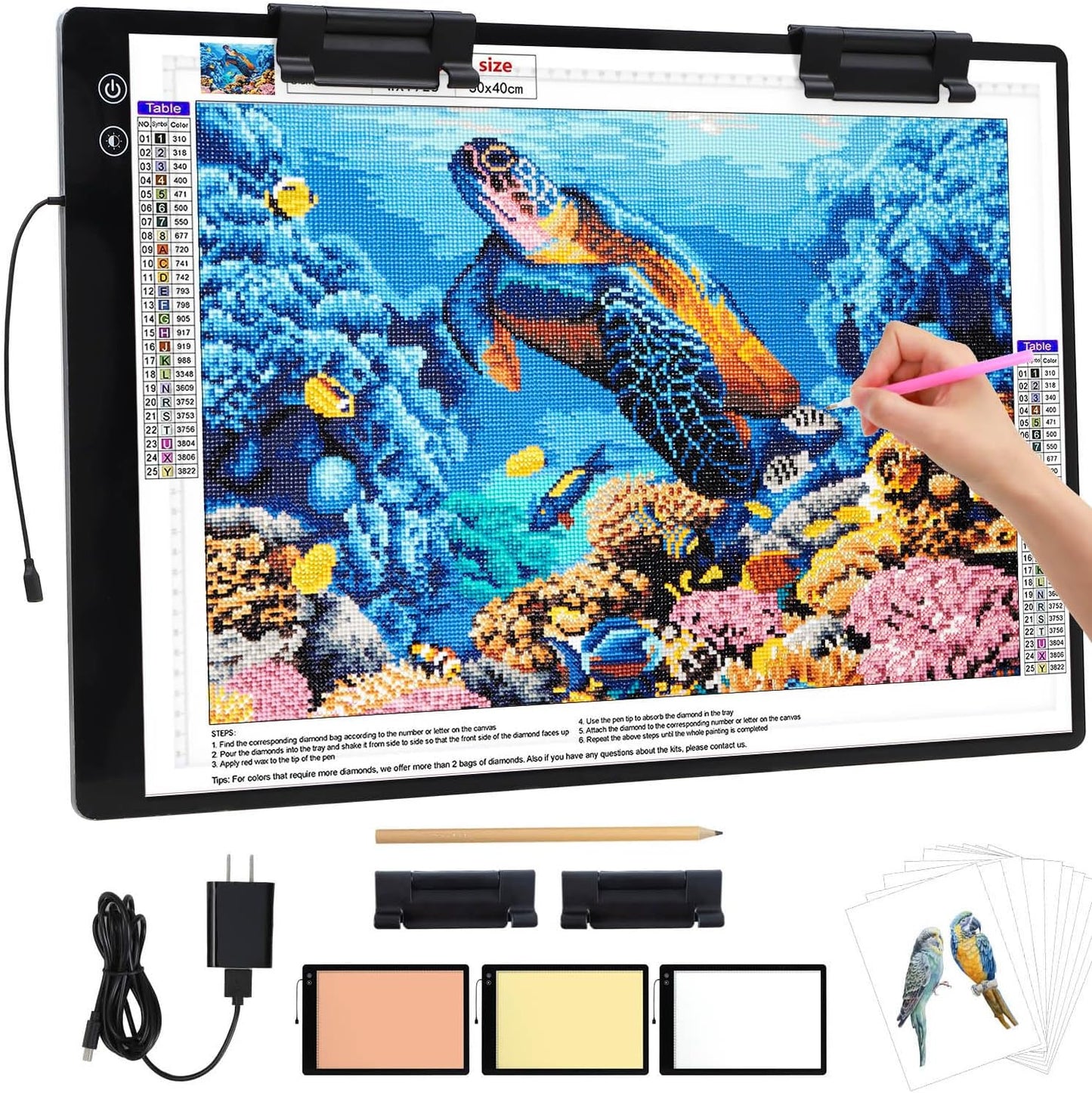 Rechargeable A4 Light Box with Padded Case,led Light pad with Built-in Stand & Clip,6 Levels of Brightness lightbox for tracing,Diamond Painting.Light Table for Artists,Drawing,Sketching,Animation