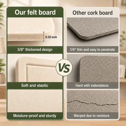 Large Felt Bulletin Board for Wall, 24"x18" Frameless Picture Board, Soft Felt Cork Board for Office, Home Planning & Office Wall Decor, Easy Install Pin Board
