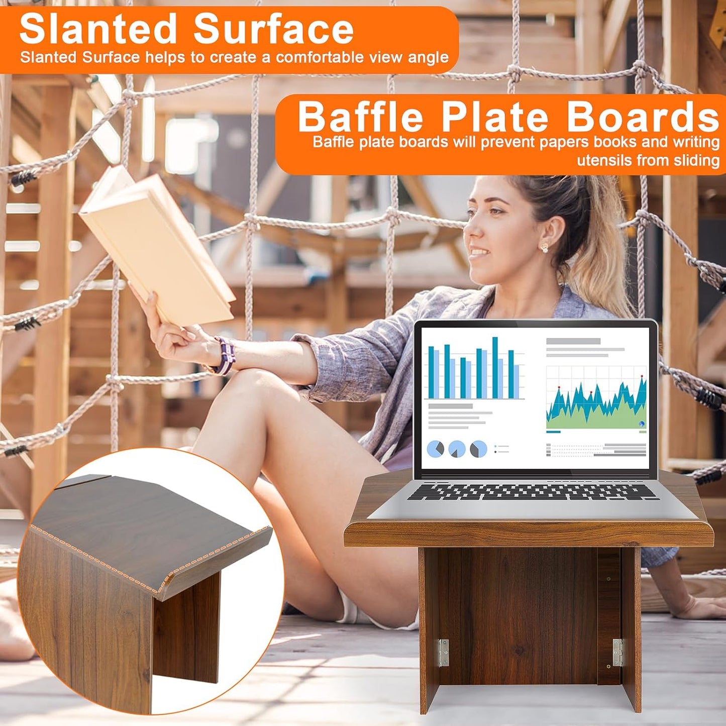 Nisorpa Foldable Table top Lectern, Podium Stand with Bookstop Portable Folding Tabletop Desk Teacher Speaker Lecture Classroom Presentation Stand, Laptop Computer Book Holder