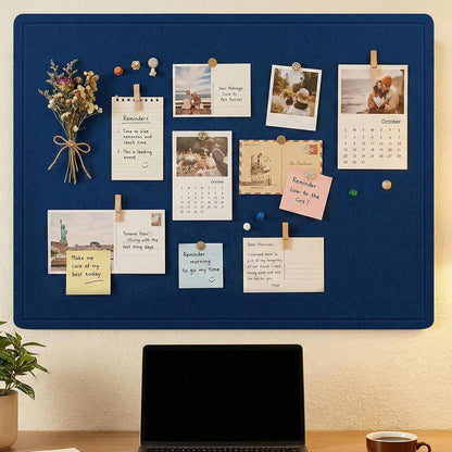 AKTOP Bulletin Board, 24" x 16" Foldable Felt Notice Pin Board for Wall, Decorative CorkBoard Photo Display Board with Self-Adhesive Tape, Vision Board Cork Board Alternative with 25 Pushpins - Latte