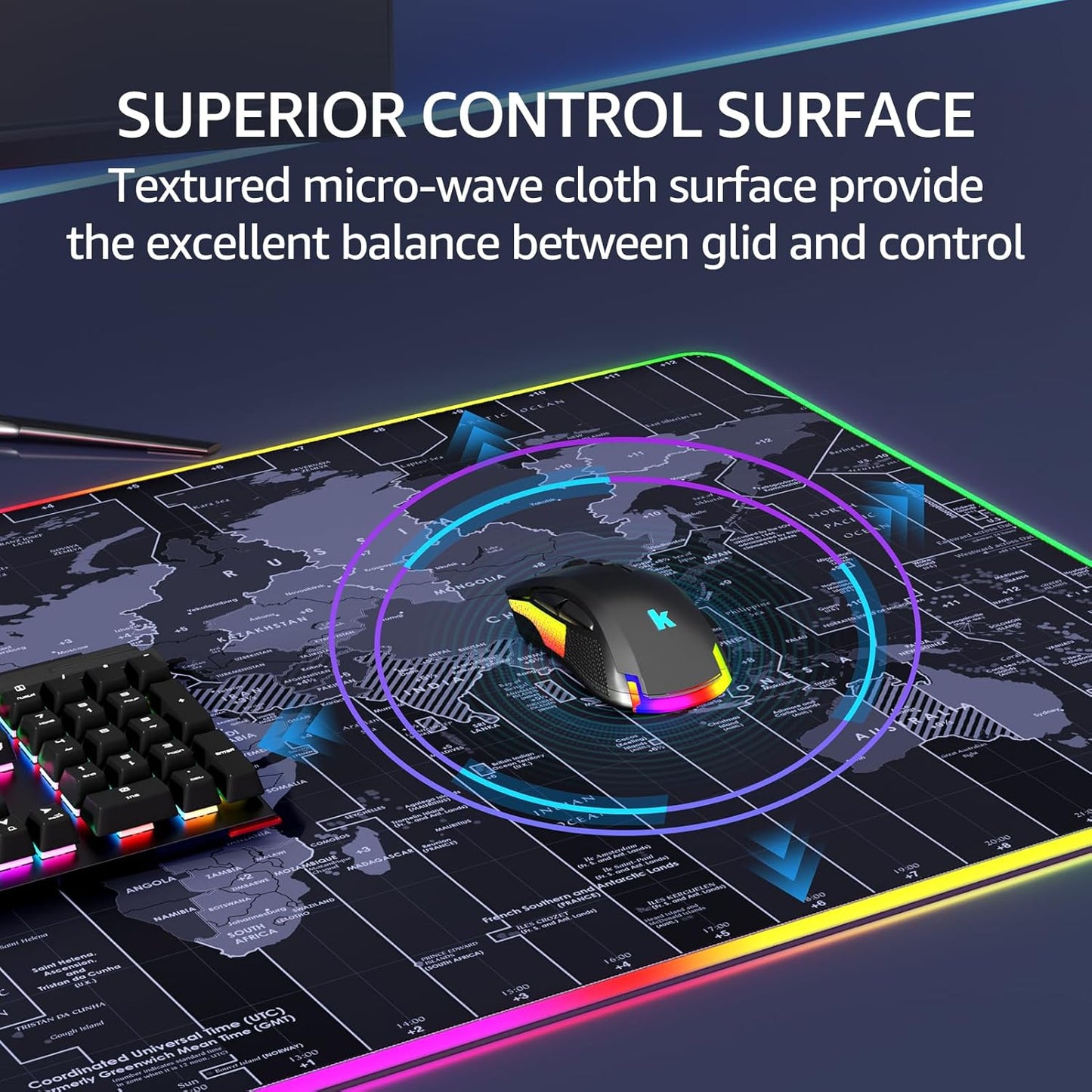 KTRIO Large Gaming Mouse Pad Desk Mat, Superior Micro-Weave Cloth for Precise Mouse Control, Non-Slip Rubber Base, Stitched Edges, Water-Resistant, for Gamer, Office & Home, 31.5" x 11.8" inches