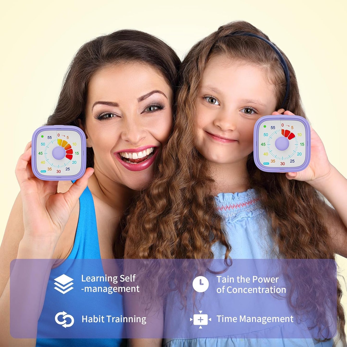 Visual Timer, Pomodoro Timers for Kids Adults, 60-Minute Countdown Desk Timer for Productivity, Silent ADHD Timer for Kids Toddlers, Kitchen for Cooking