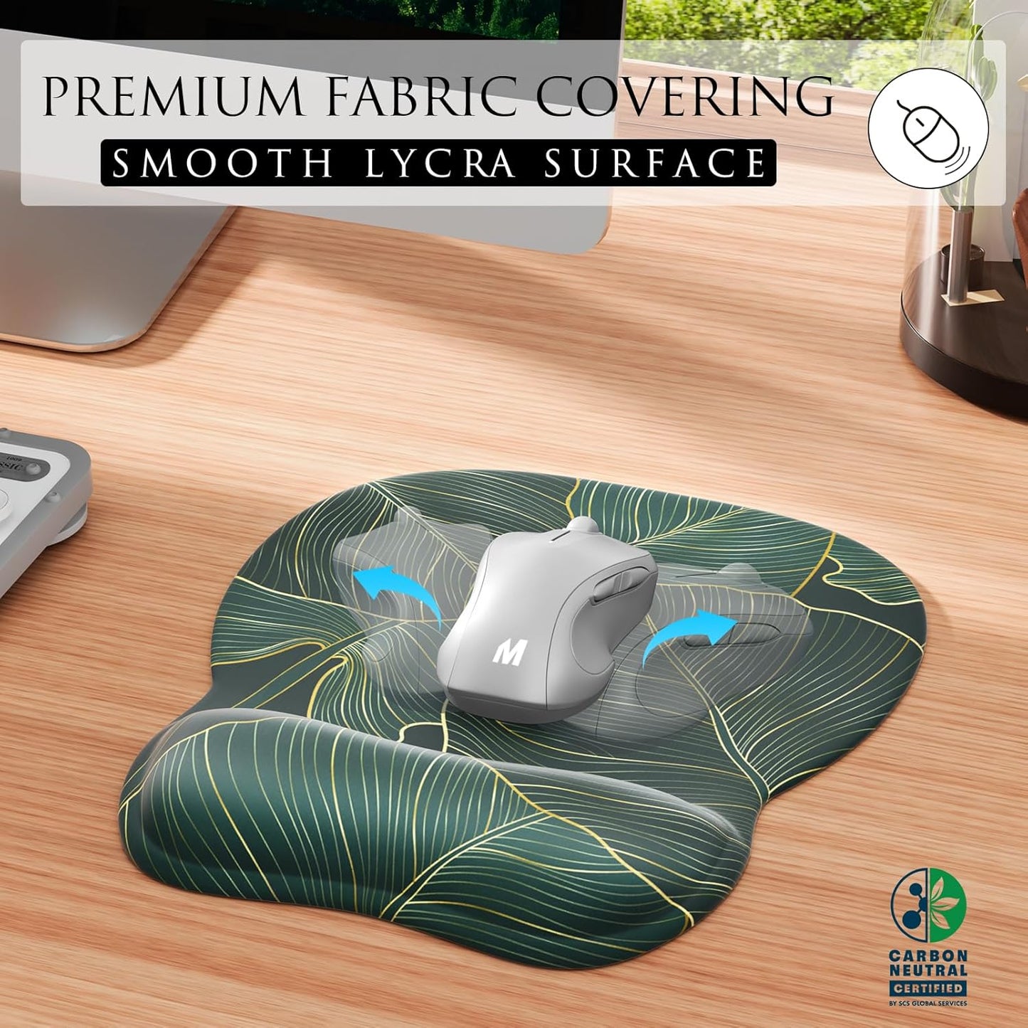 MROCO Ergonomic Mouse Pad with Gel Wrist Rest, Smooth Wrist Support Surface, Non-Slip PU Base for Pain Relief, Comfortable Mousepad for Computer, Laptop, Office & Home, 9.4 x 8.1 in, Black