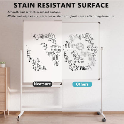 Large Whiteboard Easel with Stand, 36" x 24" Portable Standing Magnetic Dry Erase White Board, 3' x 2' Tripod Height Adjustable Flip Chart Easel for Home Office Classroom School, Silver