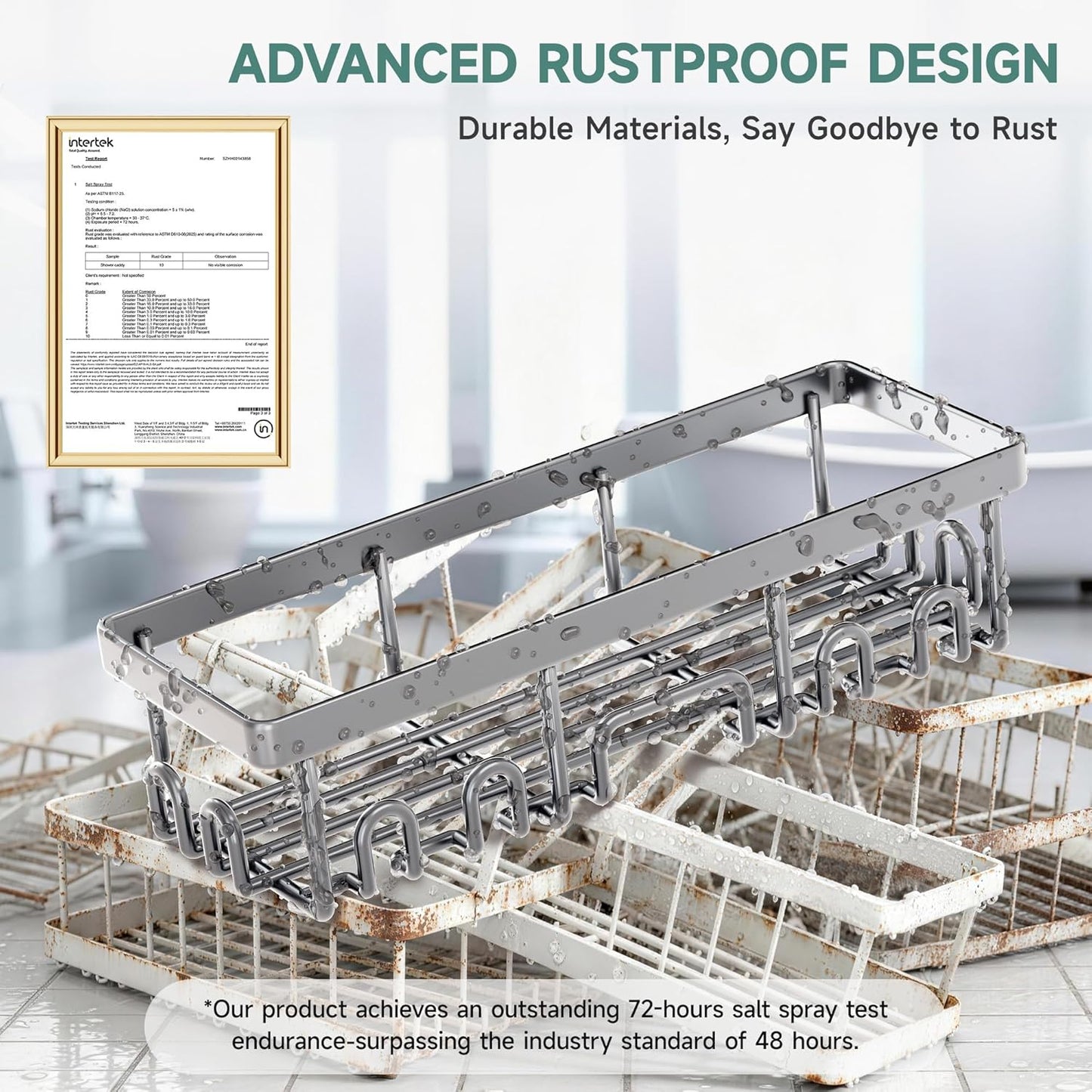Veken Shower Caddy 6-Pack, Advanced Rustproof Design, No Drilling Adhesive Shelves, Rack with Soap Holder, Large Capacity Bathroom Organizers and Storage, Wall-Mounted Kitchen & Home Decor