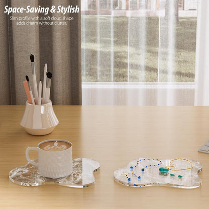 Acrylic Coaster Decorative Plates, Irregular Bar Drink Coaster, Clear Cloud Shape Coffee Cup Coaster, Perfect for Tabletop Protection and Accessories Display.(Gold)