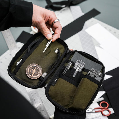 ALPAKA Admin Pouch Pro EDC Organizer - Small Tool Pouch with Smooth Zipper, Weatherproof Storage for Electronics, Cables, Travel Accessories - Black Axogrid 300D Fabric