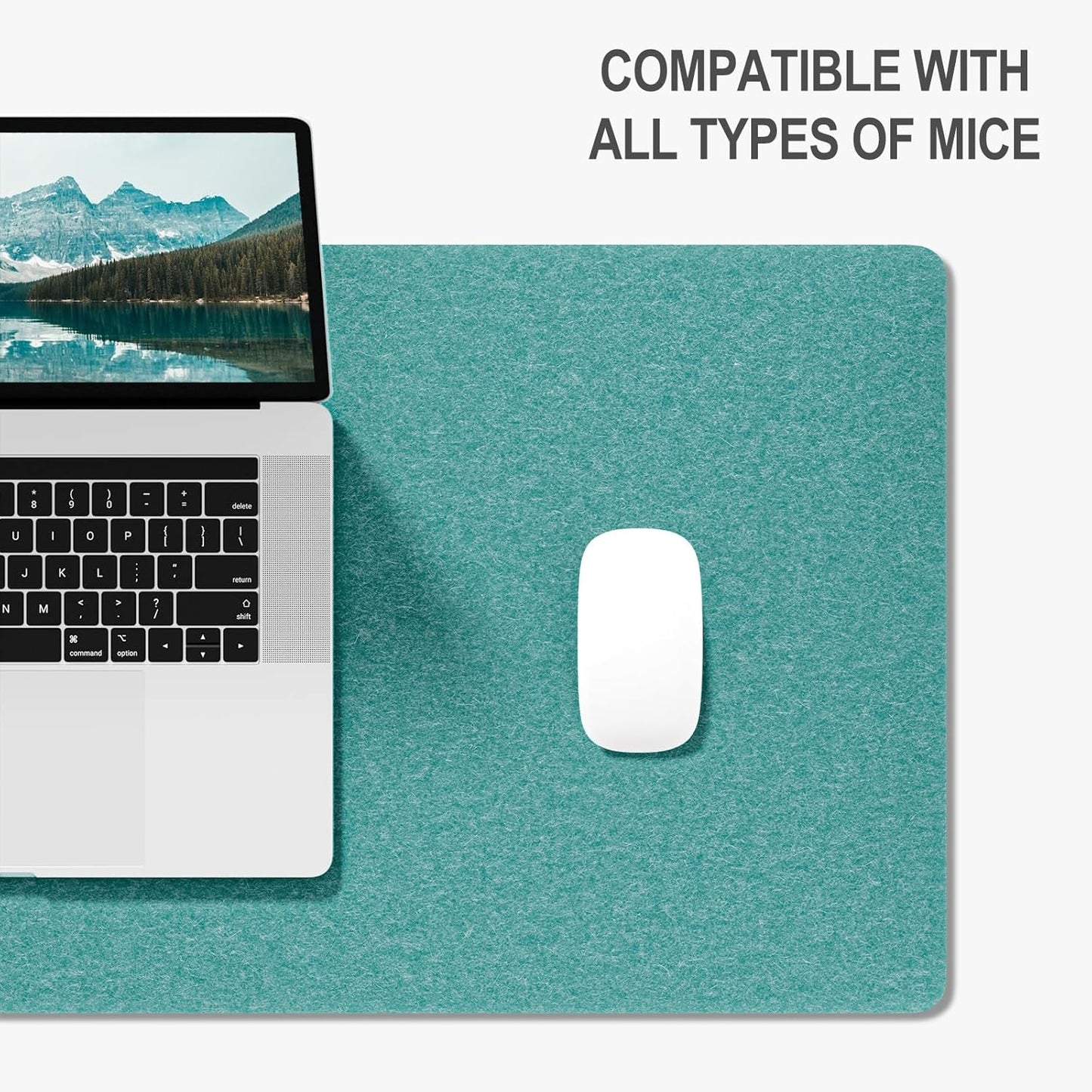 Auhoahsil Felt Desk Mat, Minimalist Large Mouse Pad XXL 35.5 x 15.7 in, Desk Matt for Desktop, Keyboard, Laptop, Computer, Office, Work from Home, Gaming, White