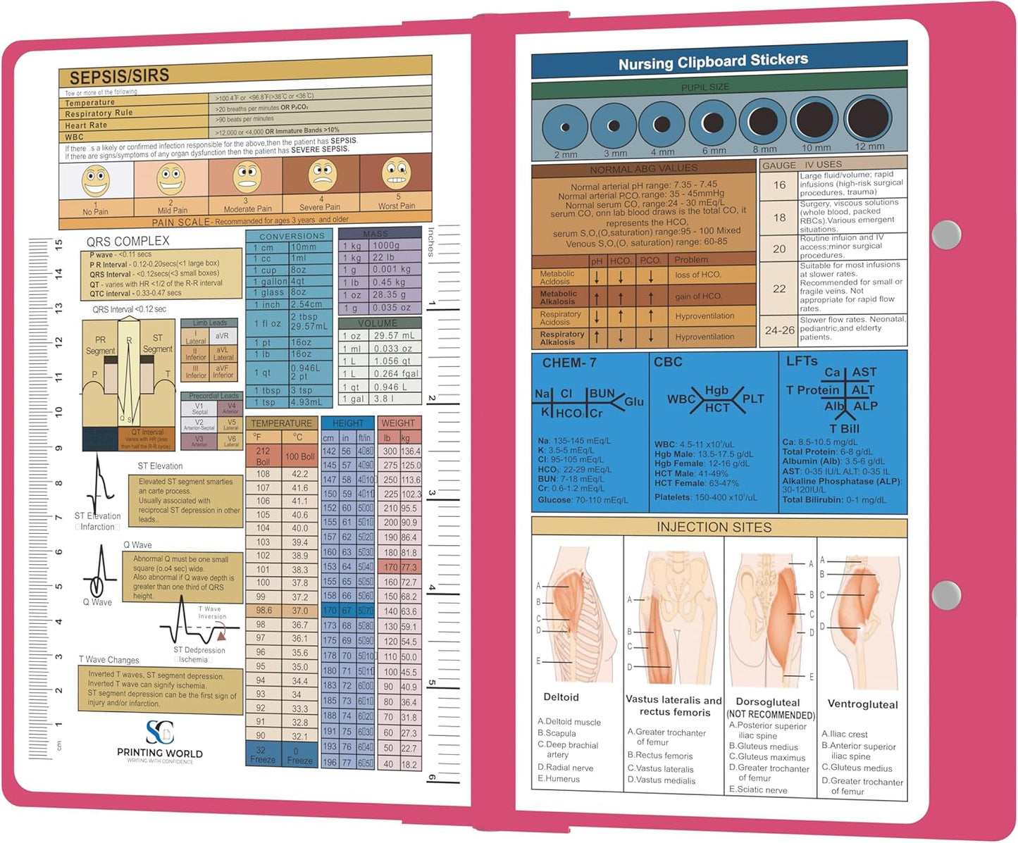 Nursing Clipboard with Nursing and Medical Edition Cheat Sheets Nursing School Essentials - Aluminum Foldable Nurse Clip Boards Essential Accessory for Efficient Patient Care (Mint)