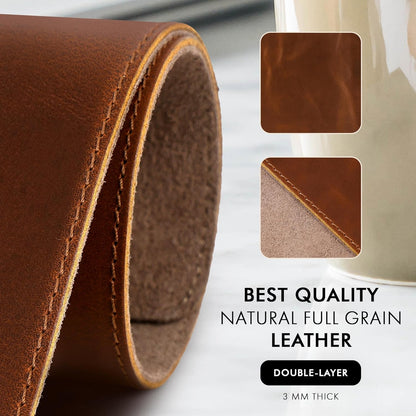 ELIZO Leather Desk Pad Real Leather Desk Mat Thick (3mm) Double Layer (31x15.6) Cover Blotter Desk Protector Large Computer Mat for Keyboard Mouse Pad Table Laptop Mat Office Accessories - Antique