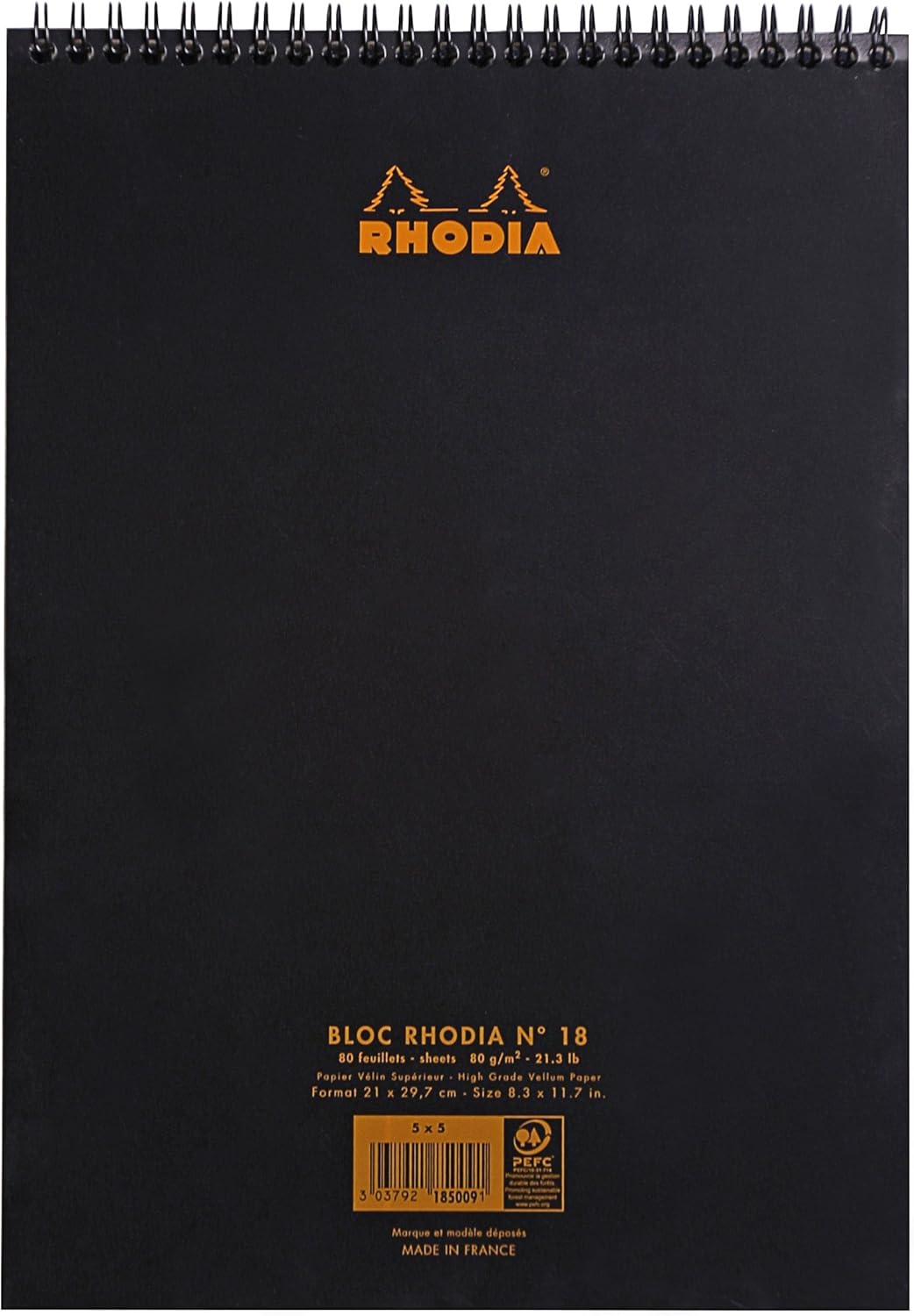 Rhodia #16 Wirebound Notepad 5.8" x 8.3" Dot Pad, Orange Cover
