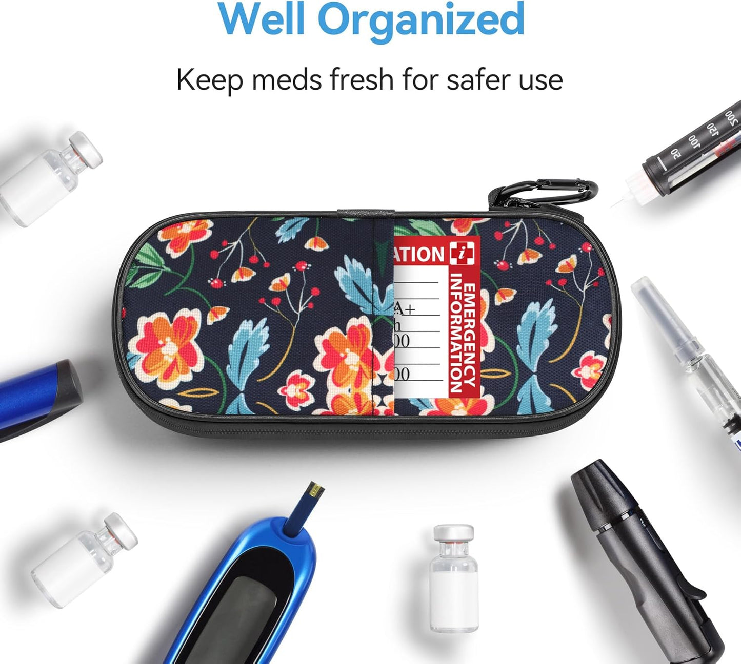 Gelozid Insulin Pen Cooler Travel Case Diabetic Medication Insulated Cool Organizer with 2 Reusable Ice Packs for Insulin Pen and Other Diabetic Supplies, for the Daily Life and Trip(Black)