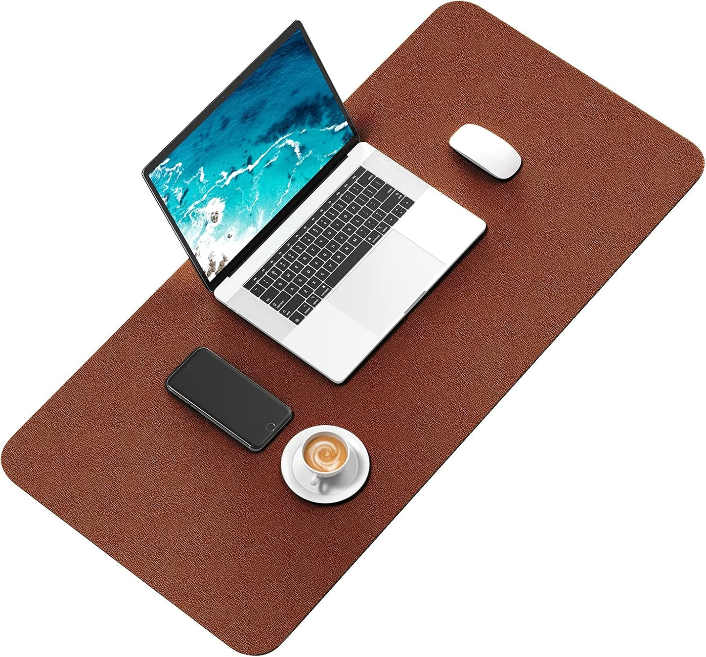 Hsurbtra Desk Pad, 23.6" x 13.8" PU Leather Desk Mat, M Extended Mouse Pad, Waterproof Desktop Blotter Protector, Non-Slip Ultra Thin Small Laptop Keyboard Writing Mat for Office Home, Pink