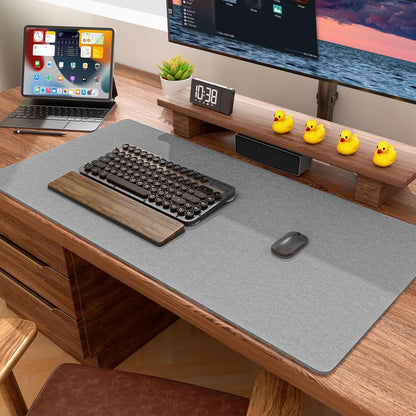 Auhoahsil Felt Desk Mat, Minimalist Large Mouse Pad XXL 35.5 x 15.7 in, Desk Matt for Desktop, Keyboard, Laptop, Computer, Office, Work from Home, Gaming, White