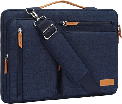 MOSISO 360 Protective Laptop Shoulder Bag,15-15.6 inch Computer Bags Compatible with MacBook Pro 16 inch, HP, Dell, Lenovo, Asus Notebook,Side Open Messenger Bag with 4 Zipper Pockets, Gray