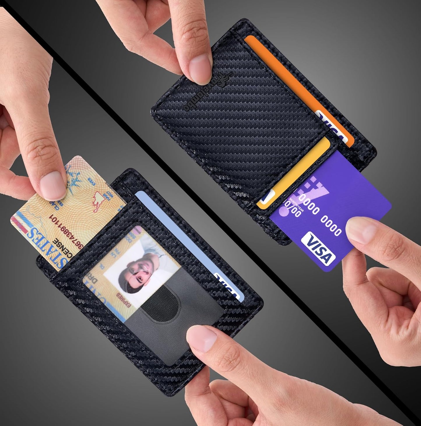 Travelambo Slim Wallet Front Pocket Minimalist Leather RFID Blocking Medium Size