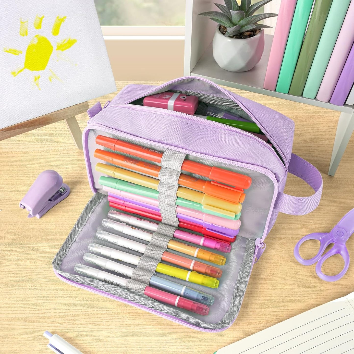Sooez Original High Capacity Pencil Case, Big Pencil Bag Pouch Box Organizer Pen Case, Aesthetic Supply for Girls Adults, Portable Journaling Supplies with Easy Grip Handle & Loop, Mint Green