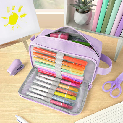 Sooez Original High Capacity Pencil Case, Big Pencil Bag Pouch Box Organizer Pen Case, Aesthetic Supply for Girls Adults, Portable Journaling Supplies with Easy Grip Handle & Loop, Mint Green
