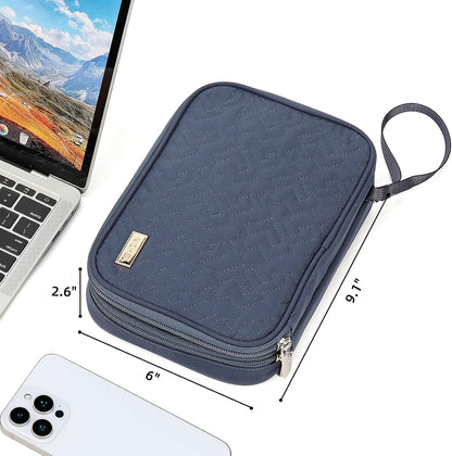 NISHEL Travel Cord Organizer Case, Double Layers Tech Electronic Bag, Essentials for Charger, Cable, Phone, Flash drive, Medium, Pink