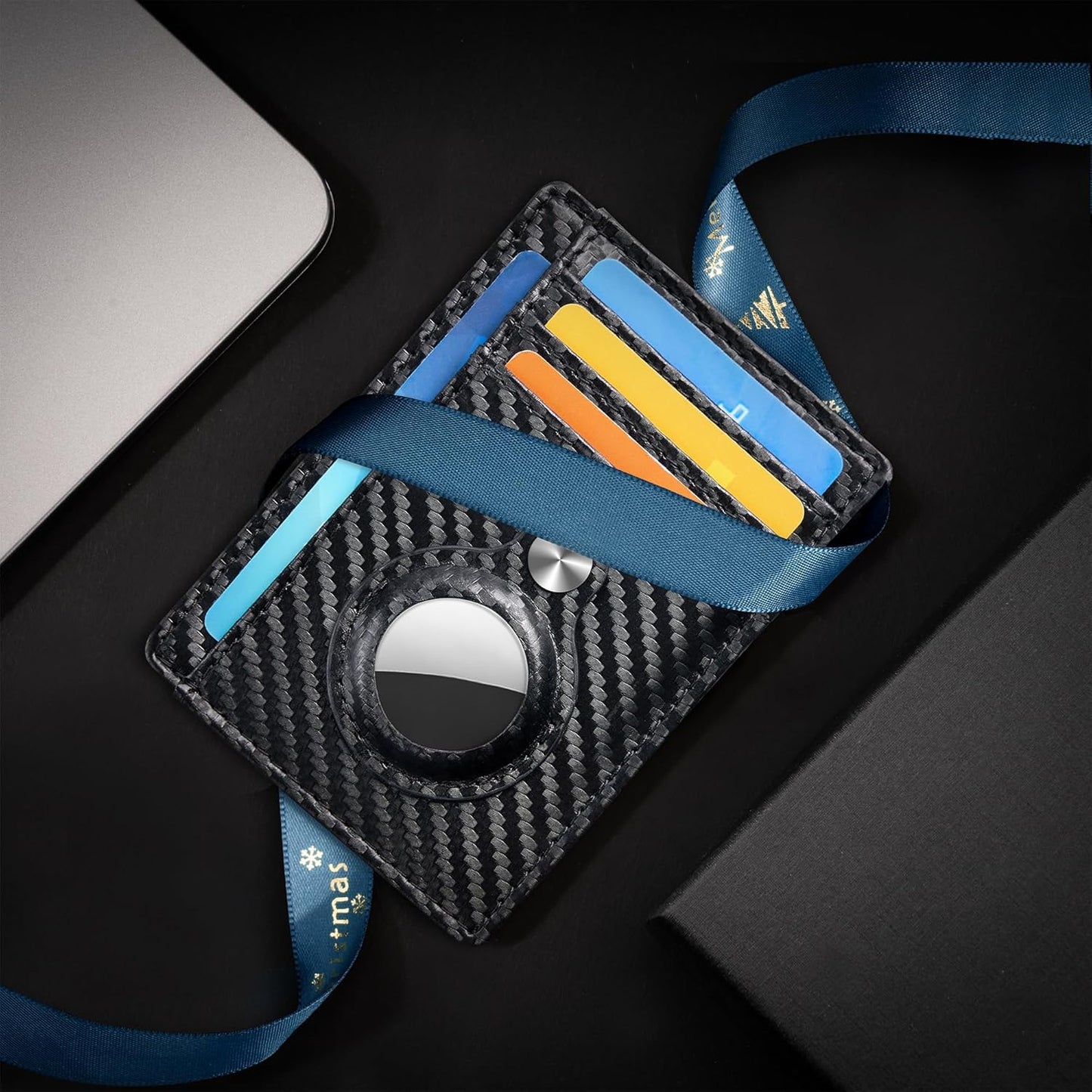 Slim Minimalist Front Pocket Air Tag Wallet, RFID Blocking Card Holder Wallet with Airtag Holder