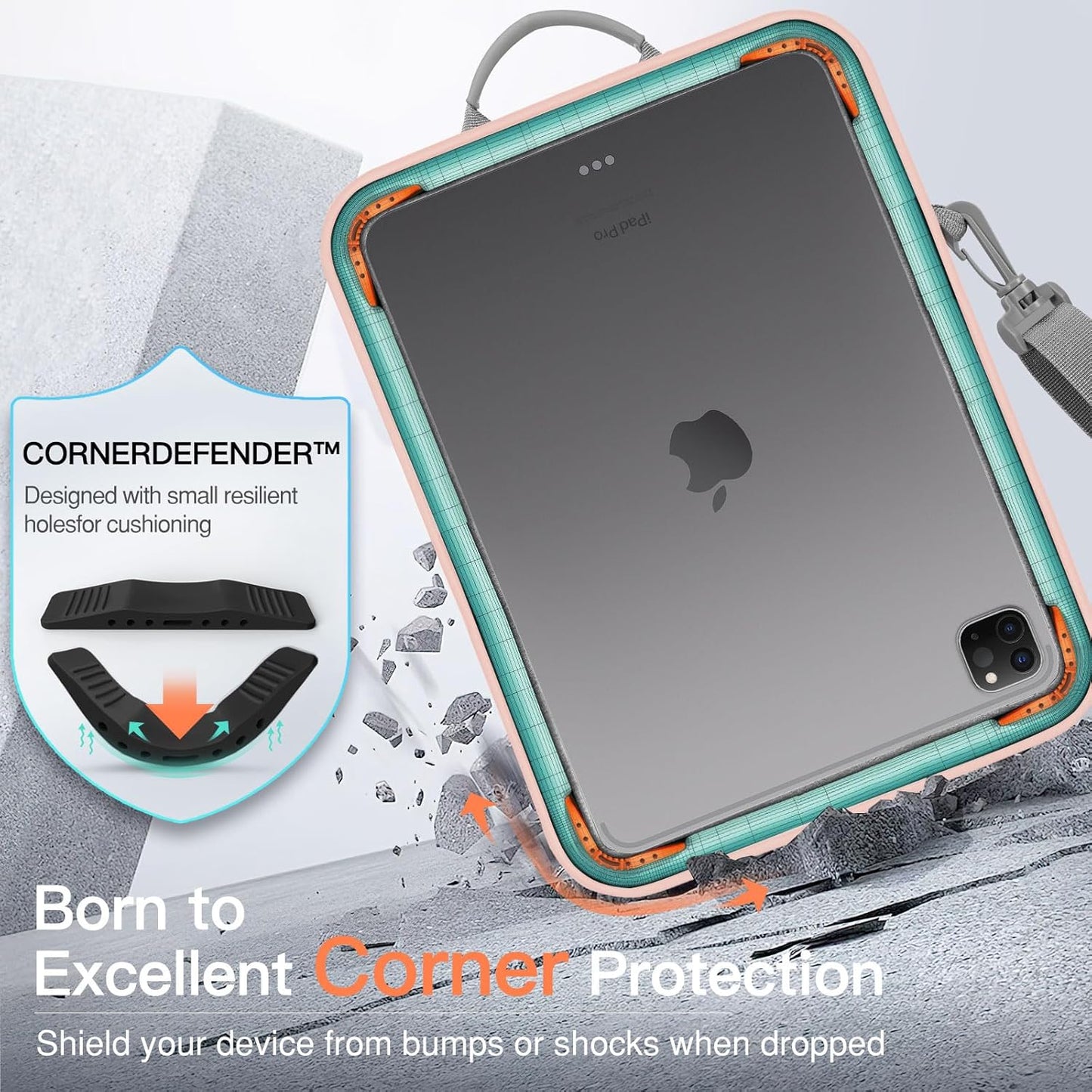 MoKo 13 Inch Tablet Sleeve Bag, Fits with 13 Inch New iPad Pro M5 & Air M4/M3, iPad Pro 12.9 M2&M1,Surface Laptop Go 12.4,Galaxy Tab S8+/S9+ 12.4,Handle Carrying Case with Shoulder Strap,Black &Gray