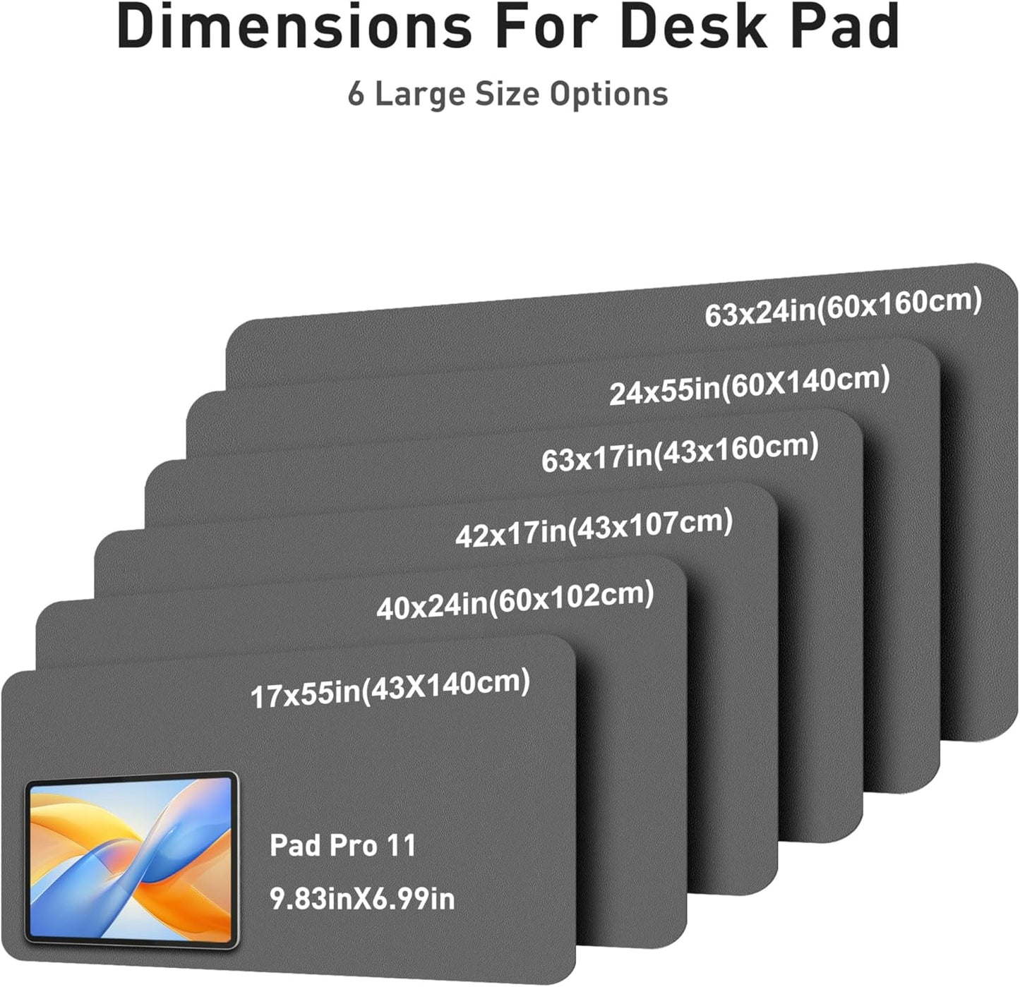 Aothia Non-Slip Waterproof PU Leather Desk Pad Protector for Mouse, Writing Desk, Office, Home, Laptop Blotter, 23.6" x 13.7", Black - Colors B