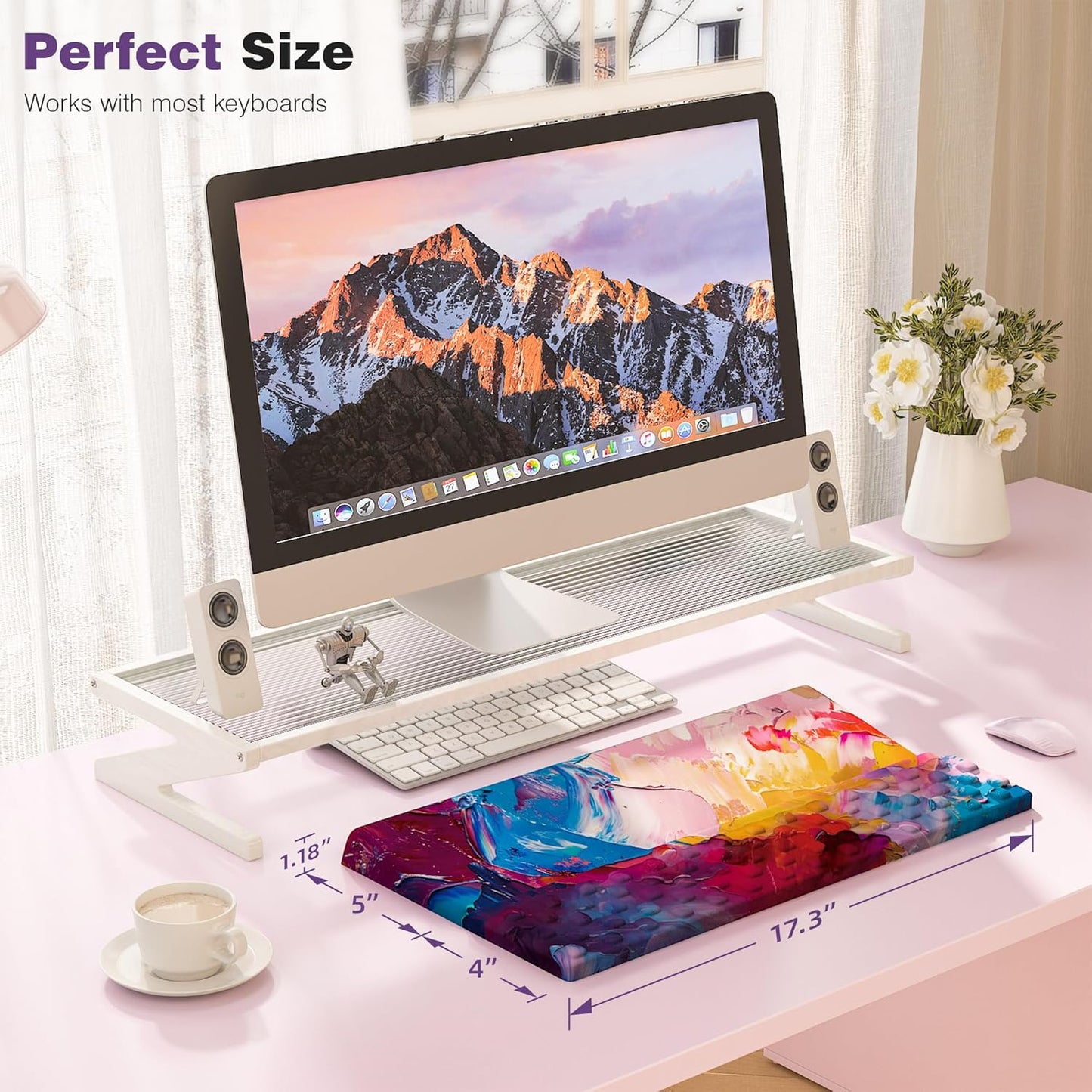 Ospelelf Tilt Keyboard Stand with Wrist Rest, Comfy Ergonomic Keyboard Riser Holder for Office Home