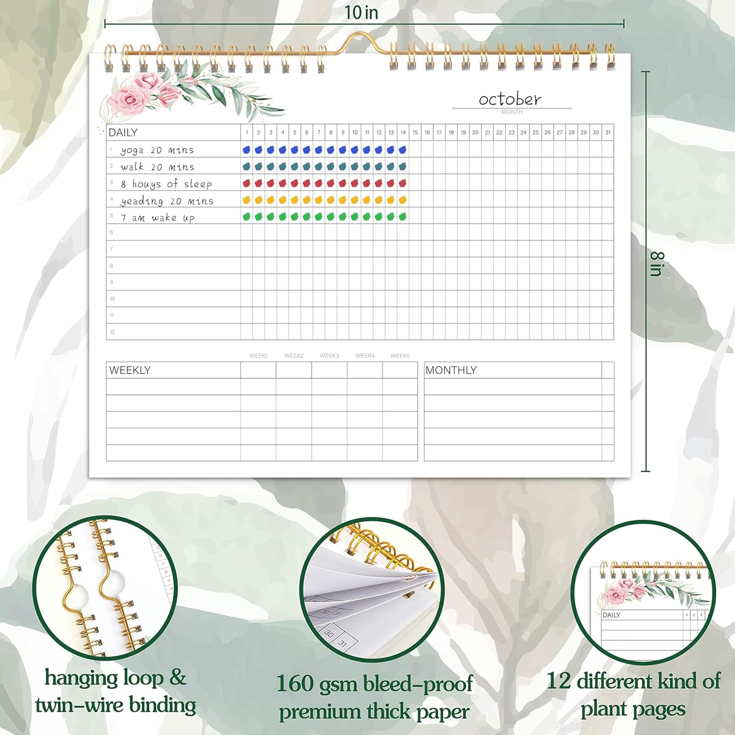 Habit Tracker Calendar- 12 Months Undated Daily, Weekly & Monthly Habit Tracker Journal, Writable Habits Track Calendar for Goal Setting, Boost Productivity, Workout Motivation & Self Care Tool