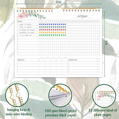 Habit Tracker Calendar- 12 Months Undated Daily, Weekly & Monthly Habit Tracker Journal, Writable Habits Track Calendar for Goal Setting, Boost Productivity, Workout Motivation & Self Care Tool