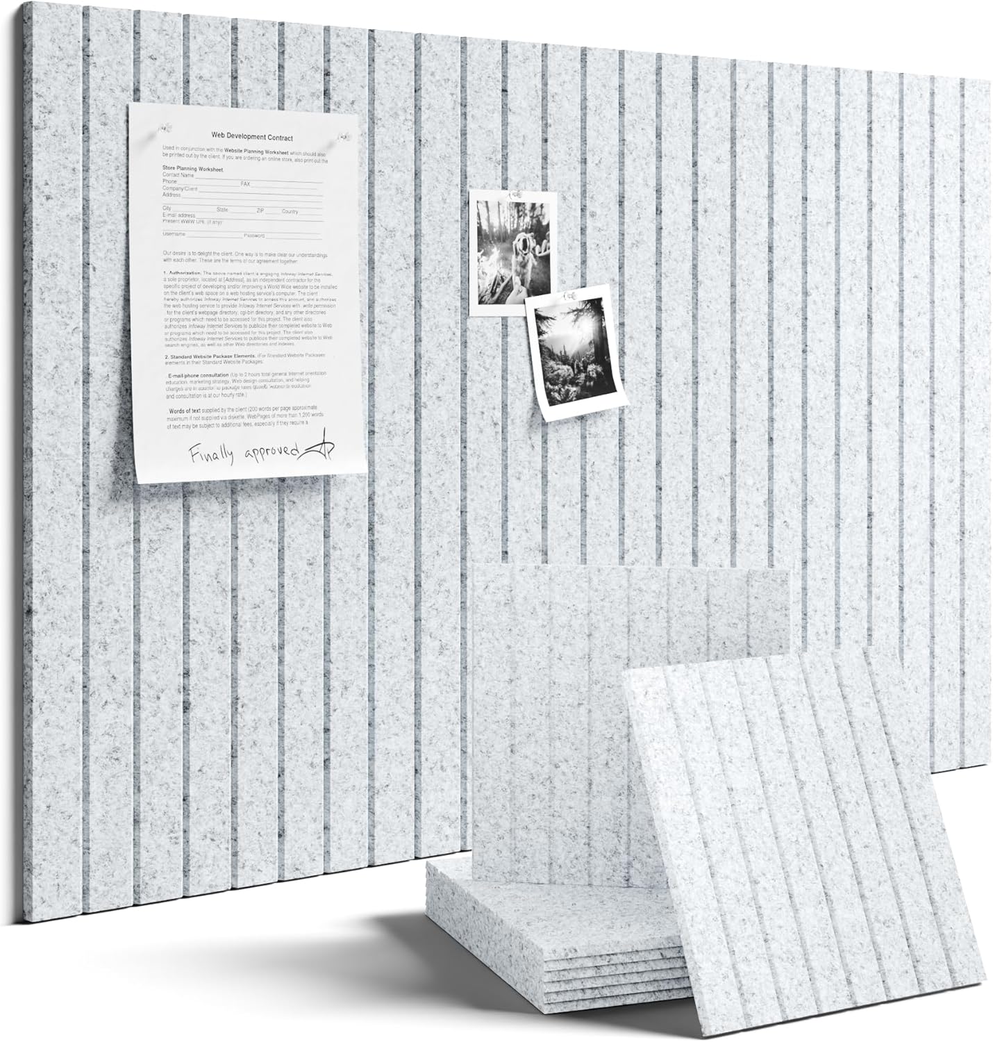 Fluxynara Large Felt Bulletin Board 48" x 36" Cork Board Alternative-12 Pack with 70 Safe Removable Adhesive Tabs, Cork Boards for Walls Cork Board for Home Office Classroom Pin Board (Oatmeal)