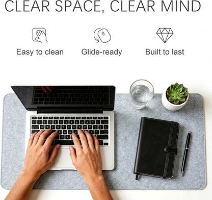 Felt Desk Mat,Large Mouse Pad Desk Mat for Office & Home,Non-Slip Desk Blotter,Felt Desktop Mat for Laptop,Computer,Writing 27.6"x13.8" Dark Gray