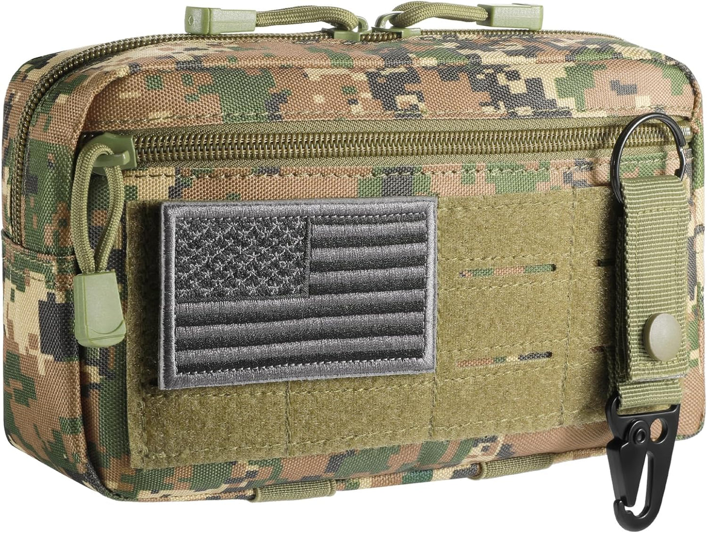 FRTKK Tactical Molle Admin Pouch Utility Laser Cut EDC Tool Pouch Bag Horizontal Modular Pouches Include US Flag Patch and Keychain