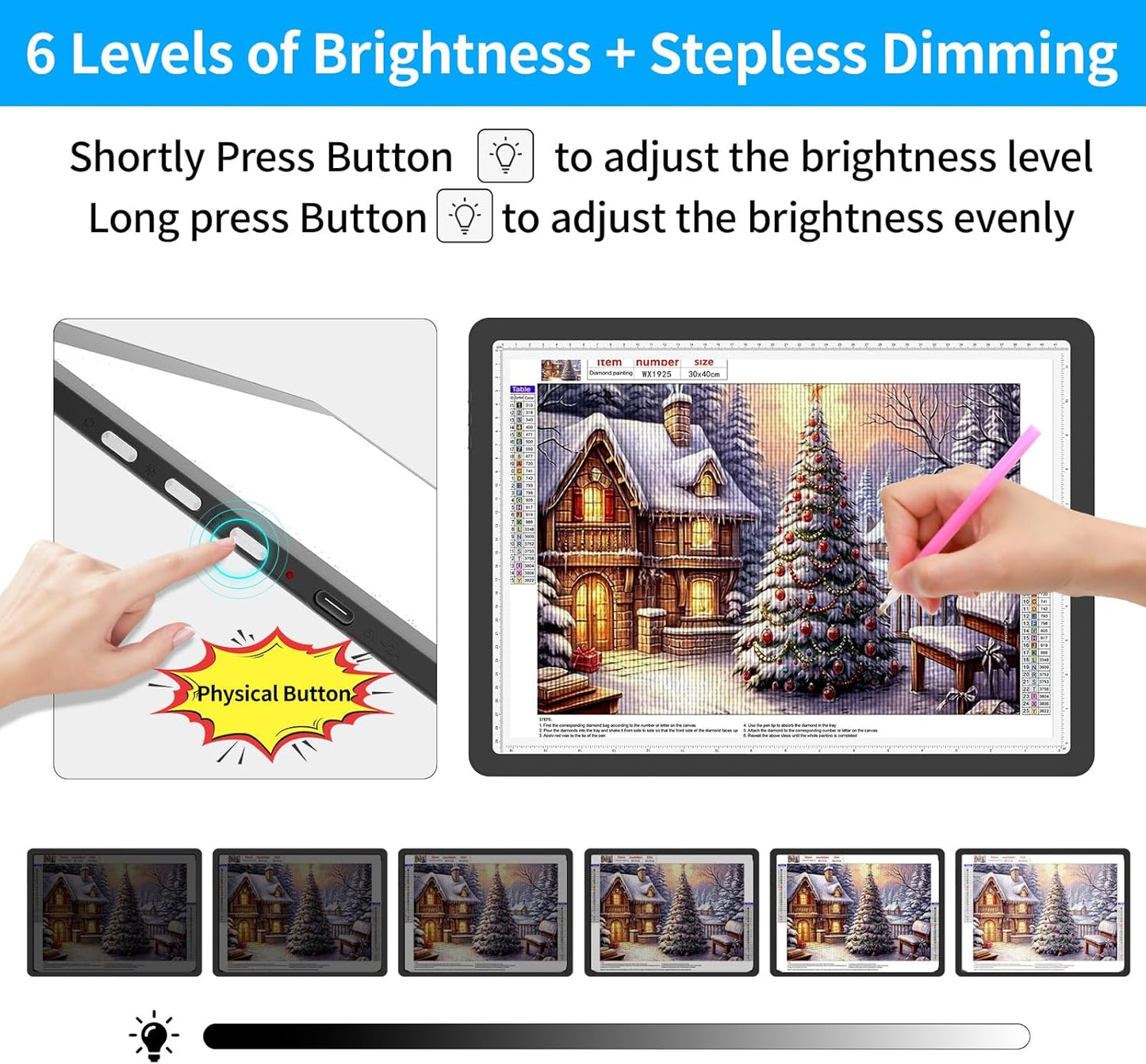 TOHETO Rechargeable A2 Light Pad for Diamond Painting 25.2''x18.4'', Magnetic Diamond Art Light Board, Wireless Lightbox for Tracing and Drawing, Cordless LED Light Table for Sketching, Weeding Vinyl
