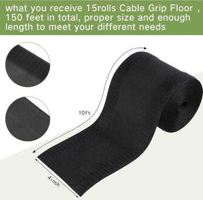 WILLBOND Carpet Cord Cover Cable Protector Floor Cover Cable Protector Management Only for Commercial Office Carpet(19.69 ft,Black)