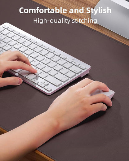 AFIING Desk Pad Protector 23.6" x 13.7" - Non-Slip Waterproof PU Leather Desk Mat for Mouse, Keyboard, Laptop, Office and Home Workspace (Beige)
