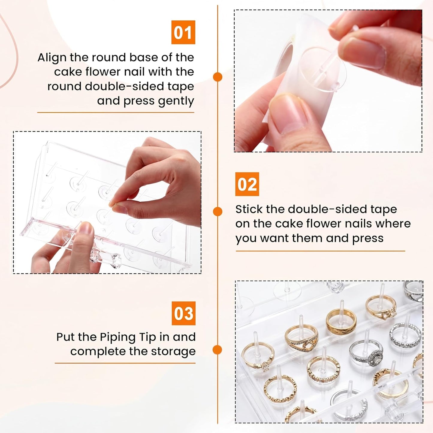 Acrylic Makeup Organizer 2 Drawer Transparent Makeup Storage Box with DIY Flower Nails Tips Jewelry Cosmetic Organizer Dustproof Drawer for Bedroom, Bathroom, Countertop Dresser 7.5 x 4.72 x 3.9 Inch